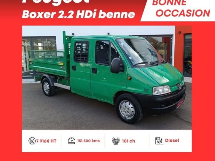 Utilitaire léger Peugeot Boxer Benne arrière 2.2 HDi 101ch Camion benne Boîte manuelle 5 vitesses Vert - 1