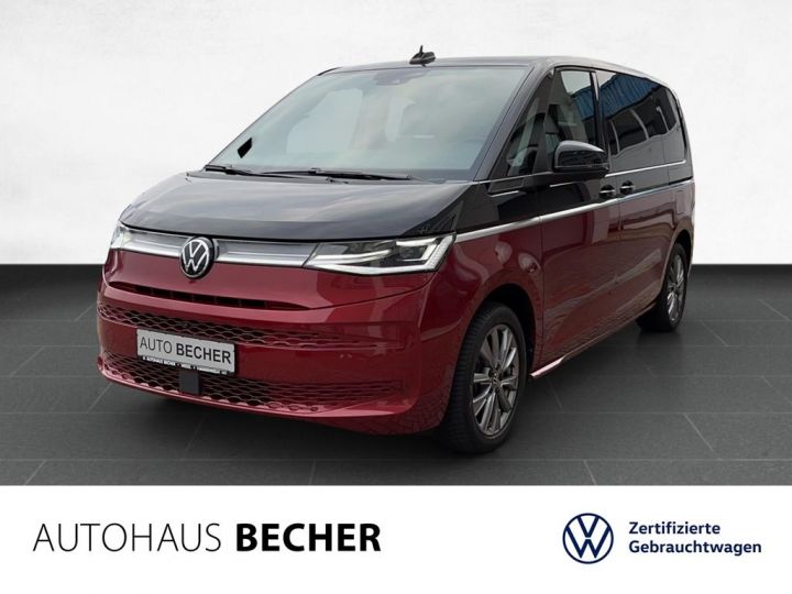 Volkswagen Multivan T7 Multivan STYLE eHybrid 218ch 7P T.Pano. 1èreM 360°  Full Acantara ACC Attelage pivotant Sièges AV chauffants électriques , massants et volant chauf Noire et Rouge - 1