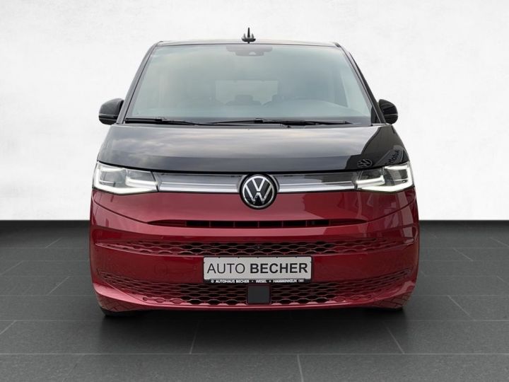 Volkswagen Multivan T7 Multivan STYLE eHybrid 218ch 7P T.Pano. 1èreM 360°  Full Acantara ACC Attelage pivotant Sièges AV chauffants électriques , massants et volant chauf Noire et Rouge - 2